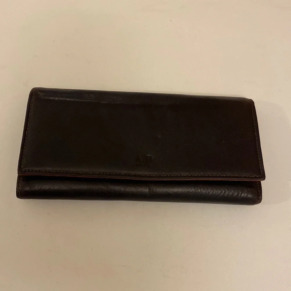 Vintage Women’s Tuscany Leather Adriano Leather Wallet Document 2 Tone Black/Tan - Picture 1 of 16